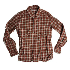 Outerknown Orange Plaid Flannel Shirt Size‎ Medium